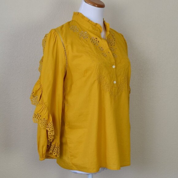 J. Crew Ruffle Sleeve Top with Embroidered Eyelet NEW - S - Picture 5 of 11